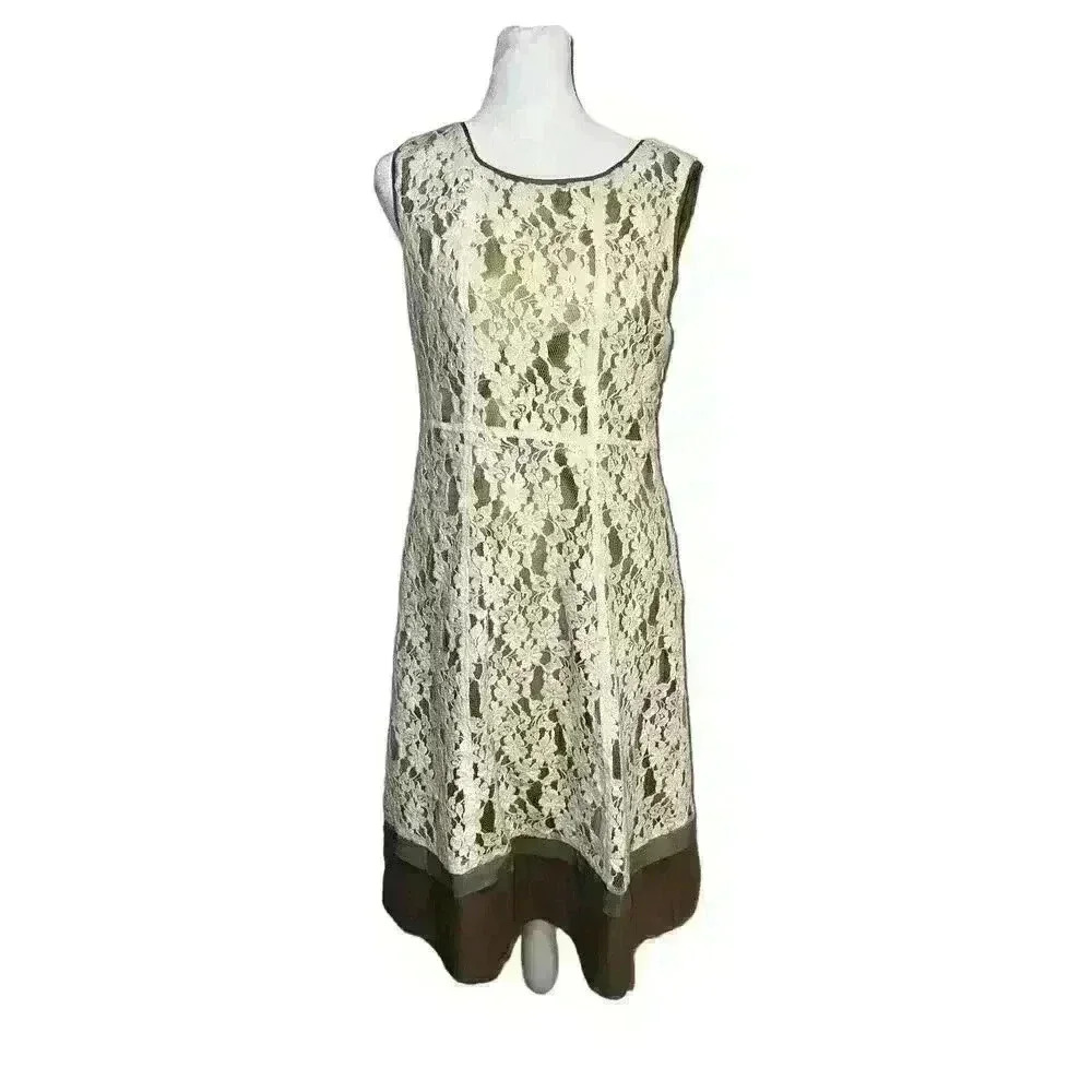 sundance catalog sleeveless lace silk trim dress size 6 Y2K